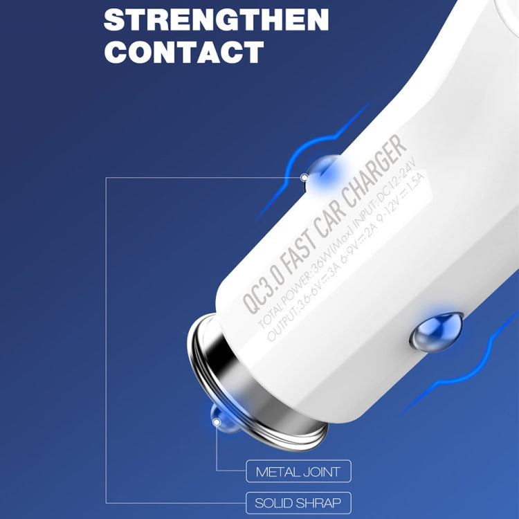 LDNIO C511Q 36W QC 3.0 Phone Fast Charger Dual-USB Ports Smart Car Charger, with Micro USB Cable, with 8 Pin Cable, with USB-C/Type-C Cable