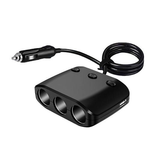 3 in 1 120W Car Cigarette Lighter Independent Switch Dual USB Charger, ZNB03S