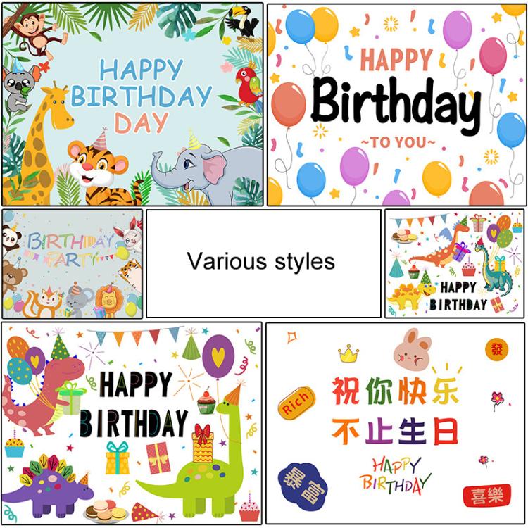 Décoration de fond de fête d'anniversaire en tissu, 90x70cm, 125x100cm