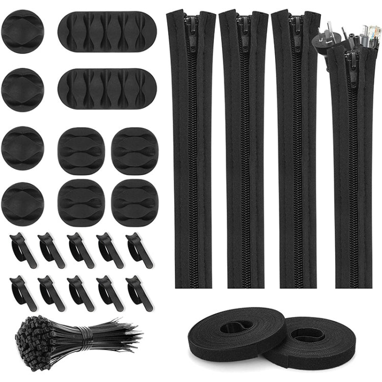 3-in-1 0,5-m-Set Kabelmanagement-Organizer-Set Kabelhülle mit Reißverschluss Kabelclip, 5-in-1, 3-in-1 0,5-m-Set, 4-teilige Reißverschluss-Kabelbinder, 3-in-1 5-m-Set