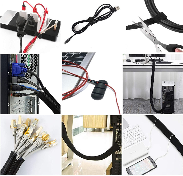 3-in-1 0,5-m-Set Kabelmanagement-Organizer-Set Kabelhülle mit Reißverschluss Kabelclip, 5-in-1, 3-in-1 0,5-m-Set, 4-teilige Reißverschluss-Kabelbinder, 3-in-1 5-m-Set