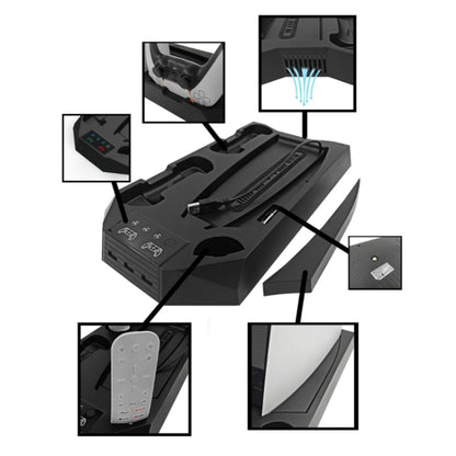 For PS5 DE/UHD 2 In 1 Handheld Console Cooling Stand Fan Base, White, Black