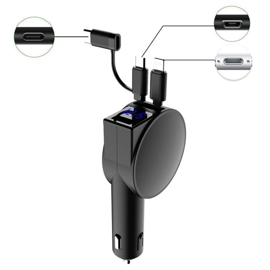Chargeur de voiture rétractable à double câble de charge rapide 3 en 1 40W, 40W