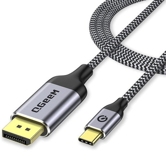 Câble adaptateur tressé en nylon QGeeM QG-UA13 Type-C vers DP 4K 60Hz, longueur : 1,8 m (4K-60Hz), 3 m (4K-60Hz), 1,2 m (4K-60Hz)