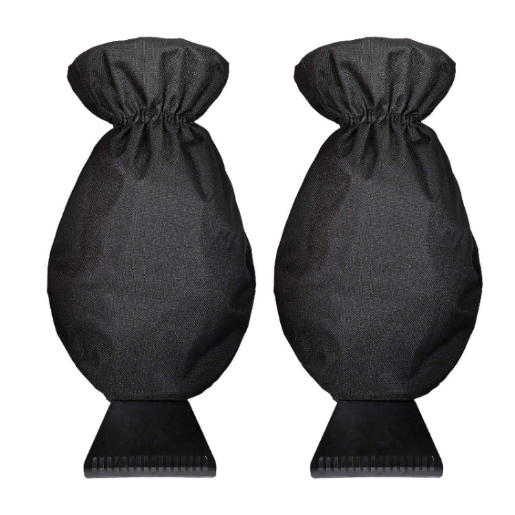 2pcs Winter Warm Car Snow Shoveling Gloves Deicing Snow Scraper, Red, Black