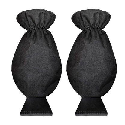 2pcs Winter Warm Car Snow Shoveling Gloves Deicing Snow Scraper, Red, Black