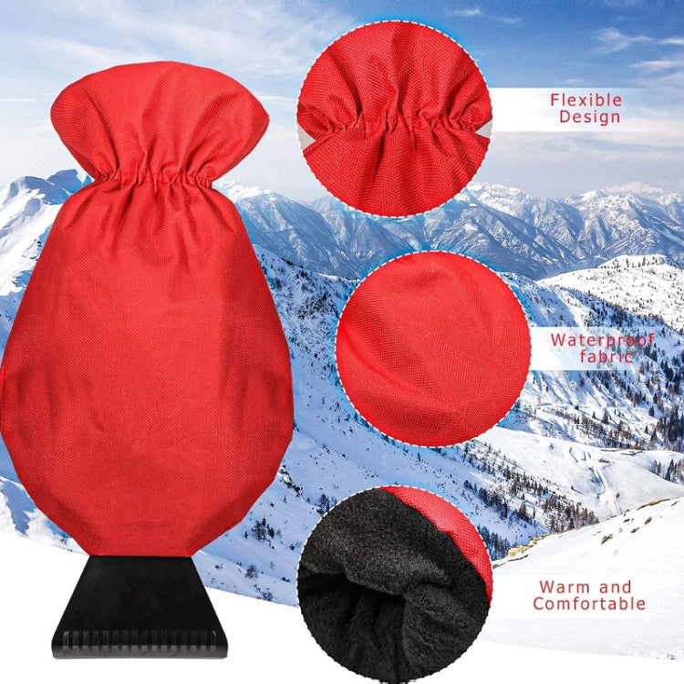 2pcs Winter Warm Car Snow Shoveling Gloves Deicing Snow Scraper, Red, Black