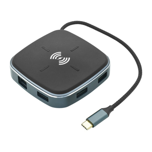 AY95 Concentrateur de charge rapide sans fil 8 en 1 TYPE-C/USB-C vers HUB, 0,2 m TYPE-C/USB-C