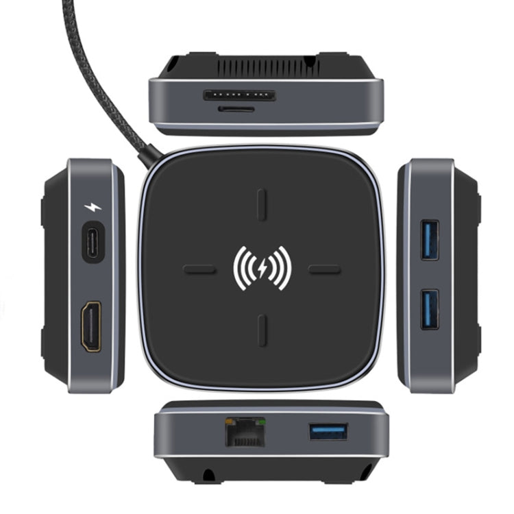 AY95 8 In 1 TYPE-C/USB-C To HUB Extended Dock Wireless Fast Charging Concentrator, 0.2m TYPE-C/USB-C