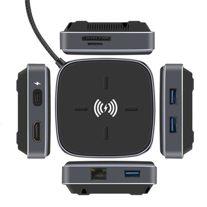 AY95 8 In 1 TYPE-C/USB-C To HUB Extended Dock Wireless Fast Charging Concentrator, 0.2m TYPE-C/USB-C