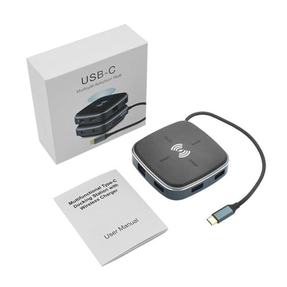 AY95 8 In 1 TYPE-C/USB-C To HUB Extended Dock Wireless Fast Charging Concentrator, 0.2m TYPE-C/USB-C