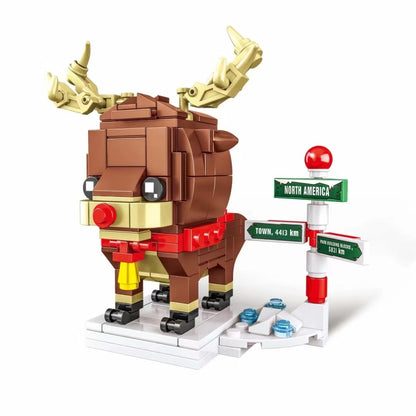 Jeu de construction de Noël à petites particules, 10089A Mamie Noël, 10089B Bonhomme de neige de Noël, 10089C Élan de Noël, 10089D Père Noël