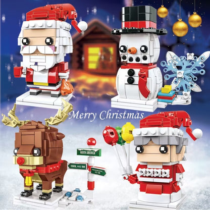 Jeu de construction de Noël à petites particules, 10089A Mamie Noël, 10089B Bonhomme de neige de Noël, 10089C Élan de Noël, 10089D Père Noël