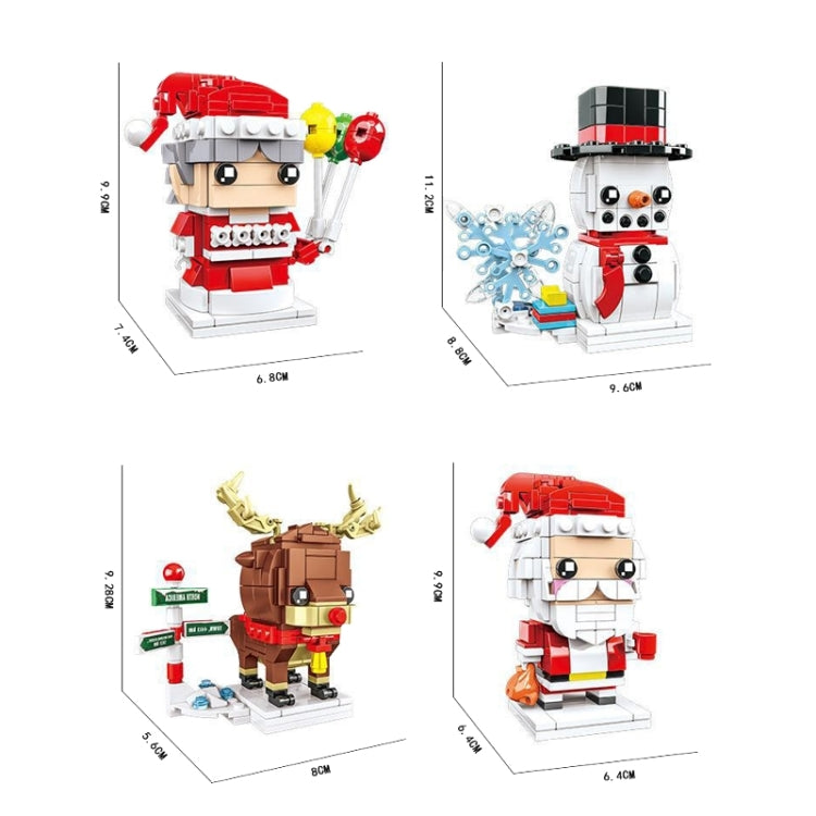 Jeu de construction de Noël à petites particules, 10089A Mamie Noël, 10089B Bonhomme de neige de Noël, 10089C Élan de Noël, 10089D Père Noël