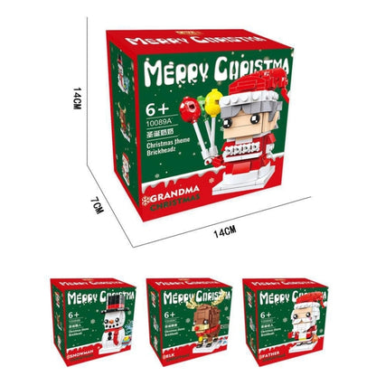 Jeu de construction de Noël à petites particules, 10089A Mamie Noël, 10089B Bonhomme de neige de Noël, 10089C Élan de Noël, 10089D Père Noël