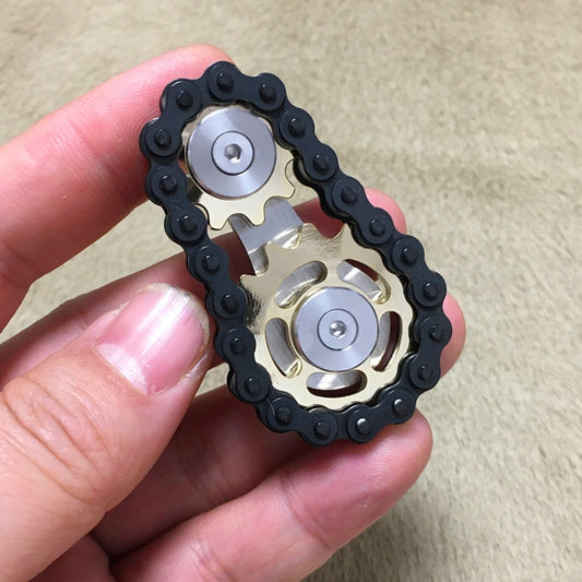 Chaîne noire Gyro du bout des doigts EDC en métal Roue dentée Pignon Volant, Plaqué or noir, Acier inoxydable noir, Plaqué canon noir, Noir coloré