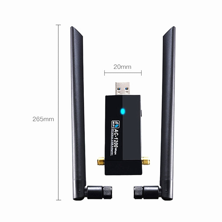 1200m Wireless Network Card 802.11AC USB3.0 Dual Frequency 2.4G/5.8G WiFi Receiver, 1200m USB3.0
