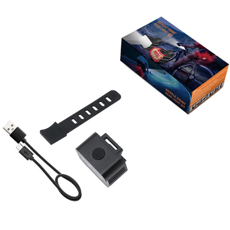 Ensemble de lampes de vélo à chargement USB LED pour l'extérieur, style :, feu arrière, feu avant + feu arrière, feu avant