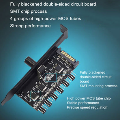PIC Bit Case Cooling Fan Control Switch PWM 6 Way Computer Fan Speed Controller, PIC Bit Case SATA, PIC Bit Case Big 4Pin