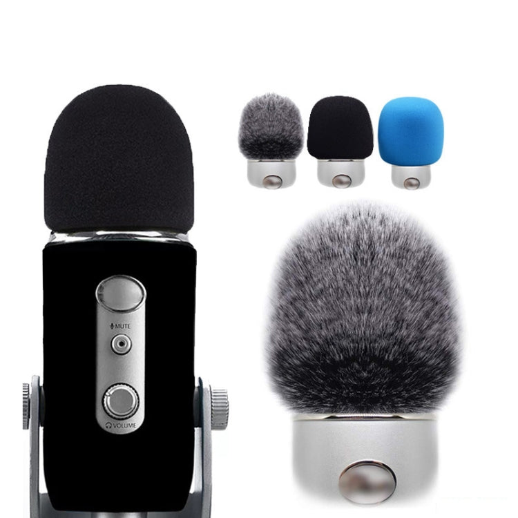 For Blue Yeti Pro Anti-Pop and Windproof Sponge/Fluffy Microphone Cover, Black Sponge, Blue Sponge, Black Hair, Gray Hair