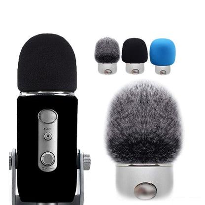 For Blue Yeti Pro Anti-Pop and Windproof Sponge/Fluffy Microphone Cover, Black Sponge, Blue Sponge, Black Hair, Gray Hair