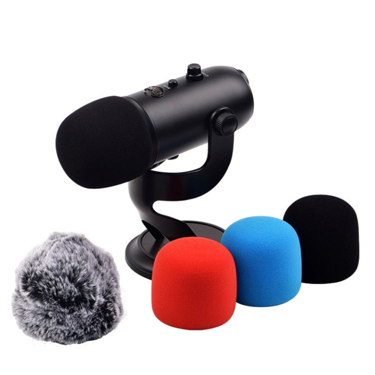 For Blue Yeti Pro Anti-Pop and Windproof Sponge/Fluffy Microphone Cover, Black Sponge, Blue Sponge, Black Hair, Gray Hair