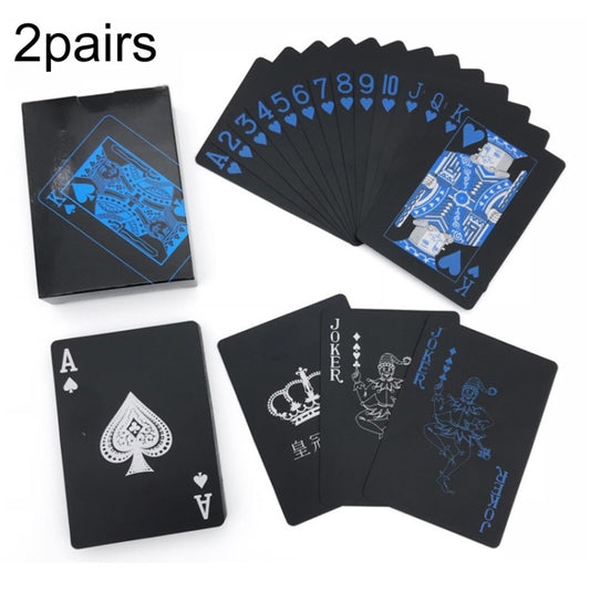 2 paires de 54 cartes à jouer étanches en plastique PVC pour jeux de table de poker, bleu, rouge