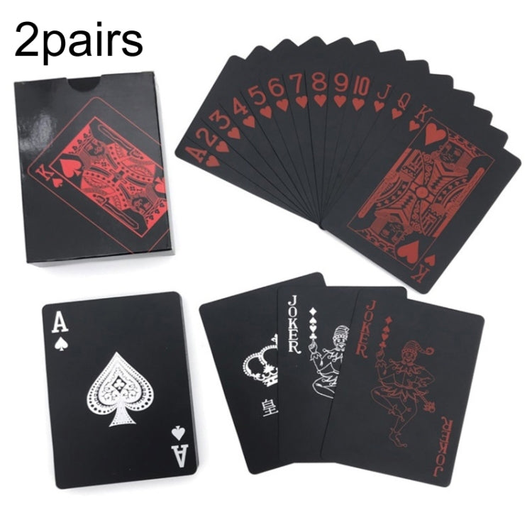2pairs 54pcs Waterproof Plastic Poker Table Games Cards PVC Magic Playing Cards, Blue, Red