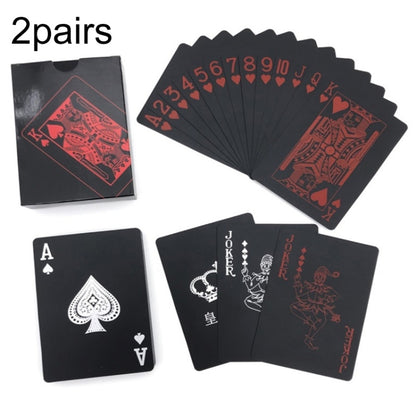2pairs 54pcs Waterproof Plastic Poker Table Games Cards PVC Magic Playing Cards, Blue, Red