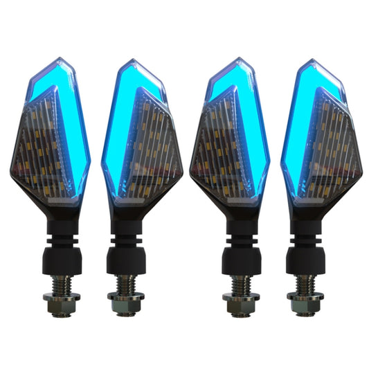 MK-236 Lot de 4 feux clignotants bicolores à 22 LED pour moto, en forme de V&nbsp;: MK-236 (jaune-bleu), MK-236 (jaune-blanc), MK-236 (jaune-rouge)
