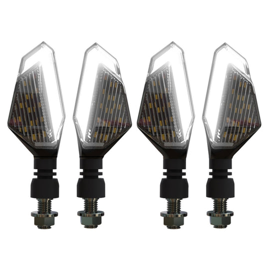MK-236 Lot de 4 feux clignotants bicolores à 22 LED pour moto, en forme de V&nbsp;: MK-236 (jaune-bleu), MK-236 (jaune-blanc), MK-236 (jaune-rouge)