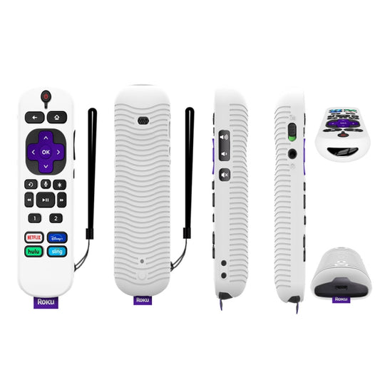 جراب حماية سيليكون مقاوم للصدمات لجهاز التحكم عن بعد TCL Roku Voice Remote Pro Y30، متوفر بألوان: أبيض مضيء، أسود، برتقالي، وأحمر.