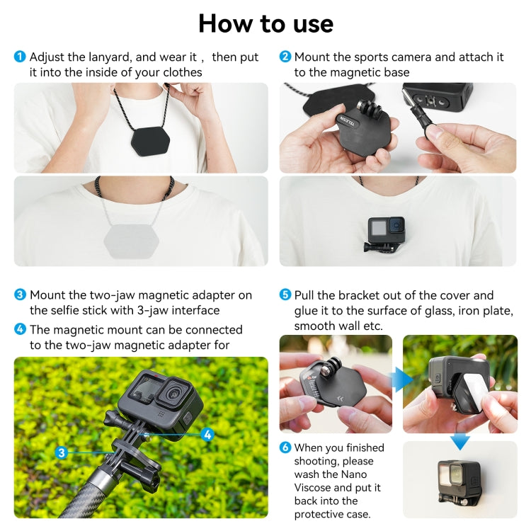 TELESIN Magnetic Action Camera Quick Release Bracket Mount,Spec:, TE-MMK-002  Ordinary, TE-MMK-002 Extended