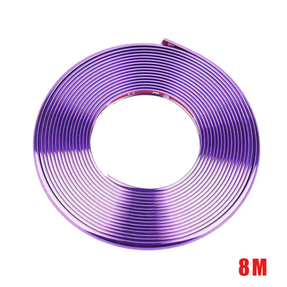 W12 8m/roll Car Universal Reflective Wheel Electroplating Decorative Strip, 1roll Electroplating Purple, 1roll Electroplating Red, 1roll Electroplating Blue, 1roll Electroplating Gold, 1roll Electroplating Silver