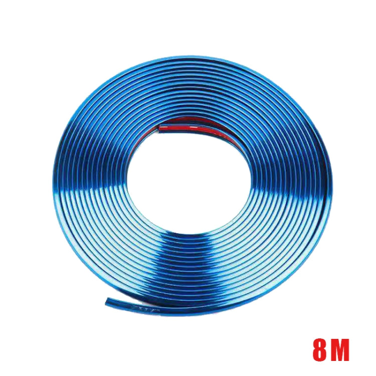 W12 8m/roll Car Universal Reflective Wheel Electroplating Decorative Strip, 1roll Electroplating Purple, 1roll Electroplating Red, 1roll Electroplating Blue, 1roll Electroplating Gold, 1roll Electroplating Silver