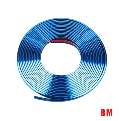 W12 8m/roll Car Universal Reflective Wheel Electroplating Decorative Strip, 1roll Electroplating Purple, 1roll Electroplating Red, 1roll Electroplating Blue, 1roll Electroplating Gold, 1roll Electroplating Silver