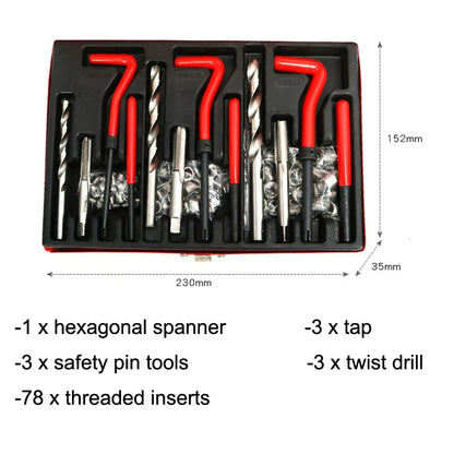 88 in 1 Car Screw Thread Repair Spark Plug Tapping Tool Tapper Tap Gripper Kit, 88 in 1