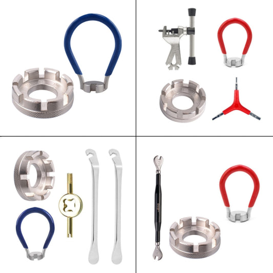 Chrome Molybdenum Steel Mountain Bike Spoke Wrench Set, Silver 8 Port+Spoke Wrench, 4pcs/set Spoke Tools, Wrench+Spoke Wrench+Valve Core Lock+2 Tire Lever, Red Wrench+Silver 8 Port+Wrench, 2 Silver 8 Port+Red Wrench