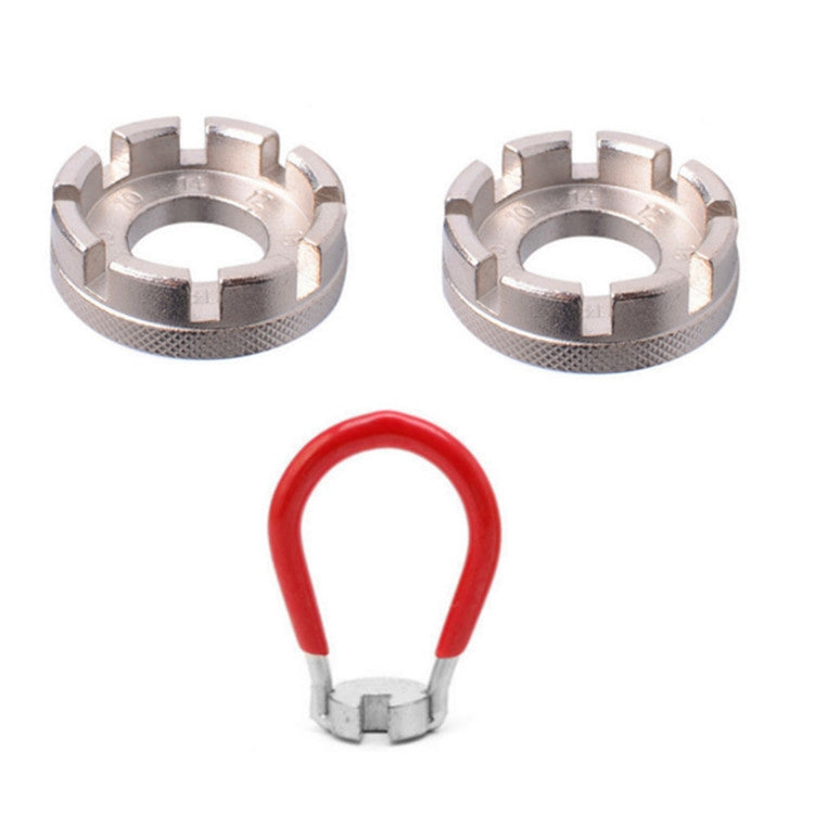 Chrom-Molybdän-Stahl Mountainbike Speichenschlüssel-Set, Silber 8-fach+Speichenschlüssel, 4-teiliges/Set Speichenwerkzeug, Schlüssel+Speichenschlüssel+Ventilkernschloss+2 Reifenheber, Rot Schlüssel+Silber 8-fach+Schlüssel, 2 Silber 8-fach+Rot Schlüssel
