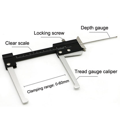 Multi-function Tire Patterns Deep Ruler Brake Disc Thickness Measuring Tools, Measuring Tools