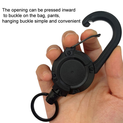 Backpack Carabiner Plastic Retractable Pull Badge Reel, Black-Steel Wire Rope, White-Steel Wire Rope, Black-Fiber Rope, White- Fiber Rope