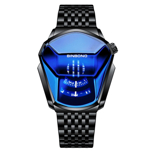 BINBOND Locomotive Concept Steel Belt Watch Men Live Black Technology Watch, Steel Belt Black Stee Blue Face, Steel Belt Black Steel White Face, Steel Belt White Steel Blue Face, Steel Belt White Steel White Face, Steel Belt Blue Steel Blue Face       ...
