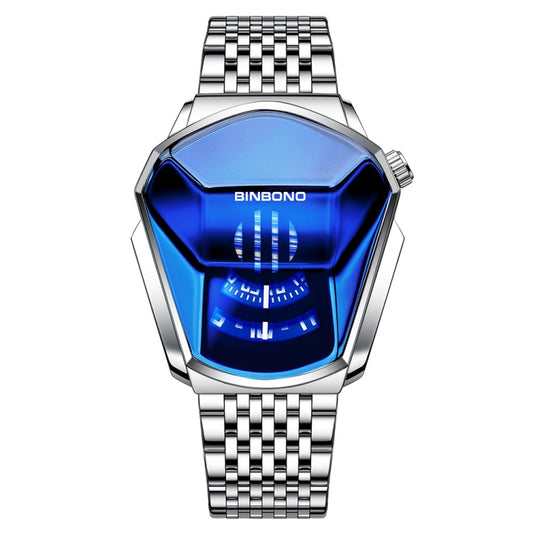 BINBOND Locomotive Concept Steel Belt Watch Men Live Black Technology Watch, Steel Belt Black Stee Blue Face, Steel Belt Black Steel White Face, Steel Belt White Steel Blue Face, Steel Belt White Steel White Face, Steel Belt Blue Steel Blue Face       ...