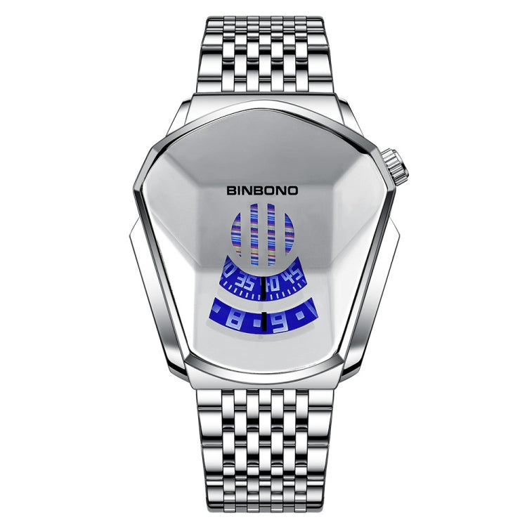 BINBOND Locomotive Concept Steel Belt Watch Men Live Black Technology Watch, Steel Belt Full Gold Gold Face, Steel Belt Black Stee Blue Face, Steel Belt White Steel Blue Face, Steel Belt White Steel White Face, Steel Belt Blue Steel Blue Face          ...