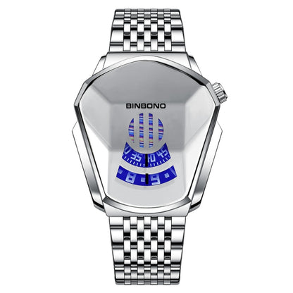 BINBOND Locomotive Concept Steel Belt Watch Men Live Black Technology Watch, Steel Belt Full Gold Gold Face, Steel Belt Black Stee Blue Face, Steel Belt White Steel Blue Face, Steel Belt White Steel White Face, Steel Belt Blue Steel Blue Face          ...