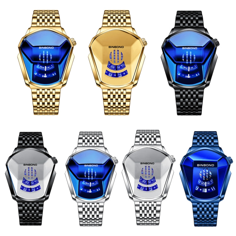 BINBOND Locomotive Concept Steel Belt Watch Men Live Black Technology Watch, Steel Belt Full Gold Gold Face, Steel Belt Black Stee Blue Face, Steel Belt White Steel Blue Face, Steel Belt White Steel White Face, Steel Belt Blue Steel Blue Face          ...