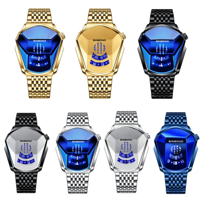 BINBOND Locomotive Concept Steel Belt Watch Men Live Black Technology Watch, Steel Belt Full Gold Gold Face, Steel Belt Black Stee Blue Face, Steel Belt White Steel Blue Face, Steel Belt White Steel White Face, Steel Belt Blue Steel Blue Face          ...