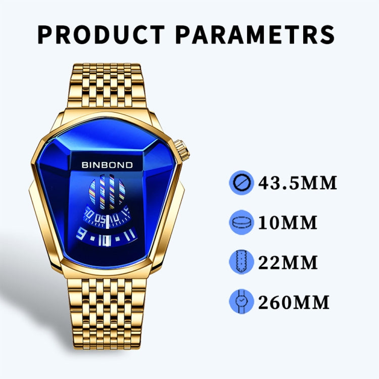 BINBOND Locomotive Concept Steel Belt Watch Men Live Black Technology Watch, Steel Belt Full Gold Gold Face, Steel Belt Black Stee Blue Face, Steel Belt White Steel Blue Face, Steel Belt White Steel White Face, Steel Belt Blue Steel Blue Face          ...