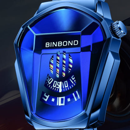 BINBOND Locomotive Concept Steel Belt Watch Men Live Black Technology Watch, Steel Belt Full Gold Gold Face, Steel Belt Black Stee Blue Face, Steel Belt White Steel Blue Face, Steel Belt White Steel White Face, Steel Belt Blue Steel Blue Face          ...