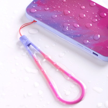 5pcs Silicone Cell Phone Lanyard Watercolor Woven Pattern Fan U Disk Strap, Spring Sakura, Winter Snow, Slurry, Green, Autumn Leaf Yellow, Purple Red